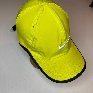 Vtg featherlight Bright Yellow Cap with Black Edge
